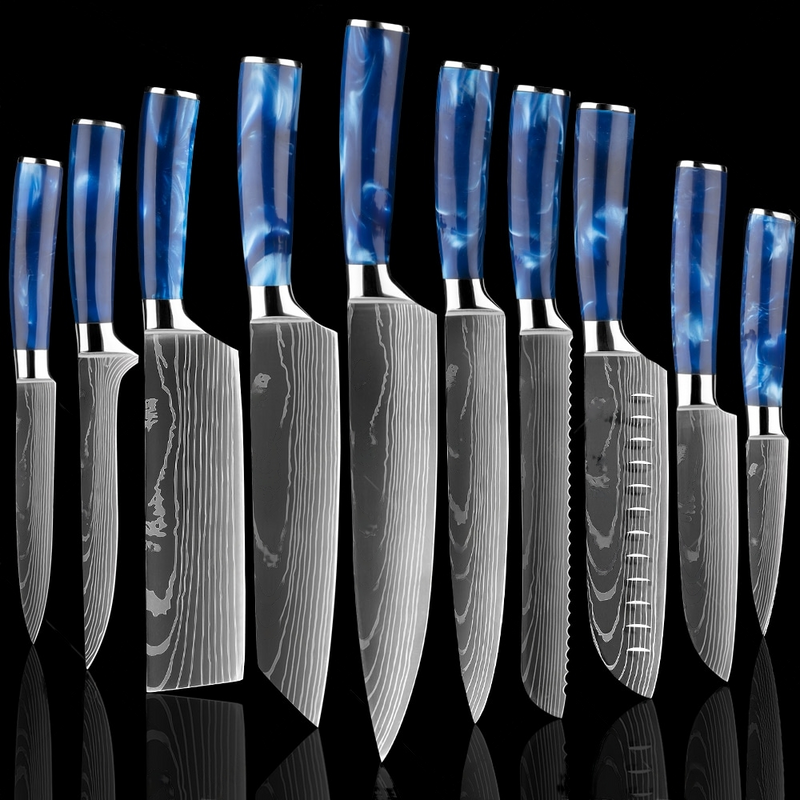 Kitchen Knives Set Blue Resin Handle, 2 Pcs LSZ eprolo