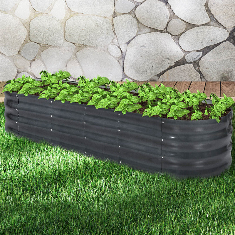 Lambu Garden Bed Planter Raised Coated Steel Vegetable Beds Oval 320x80x42cm - Emete Store