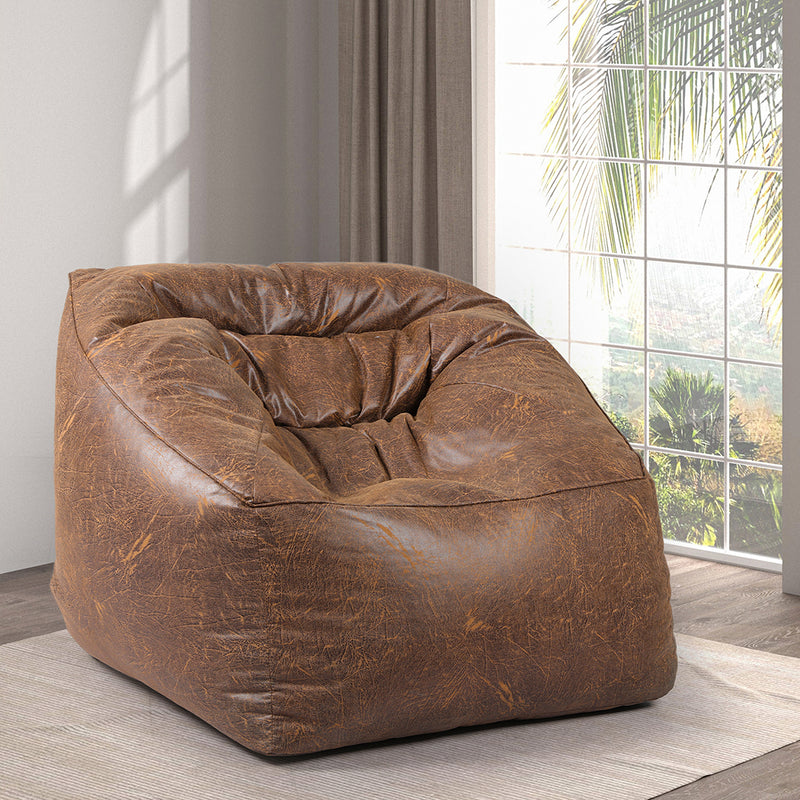 Marlow Bean Bag Chair Cover PU Leather Home Accent Game Seat Lazy Sofa Rustic - Emete Store